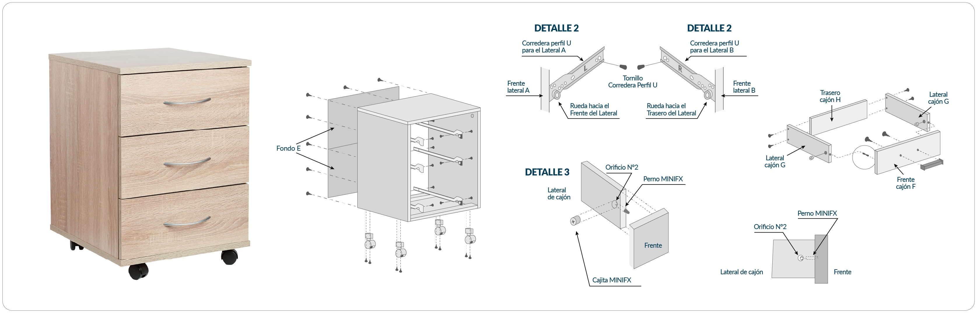 Cajón modular con instrucciones de armado